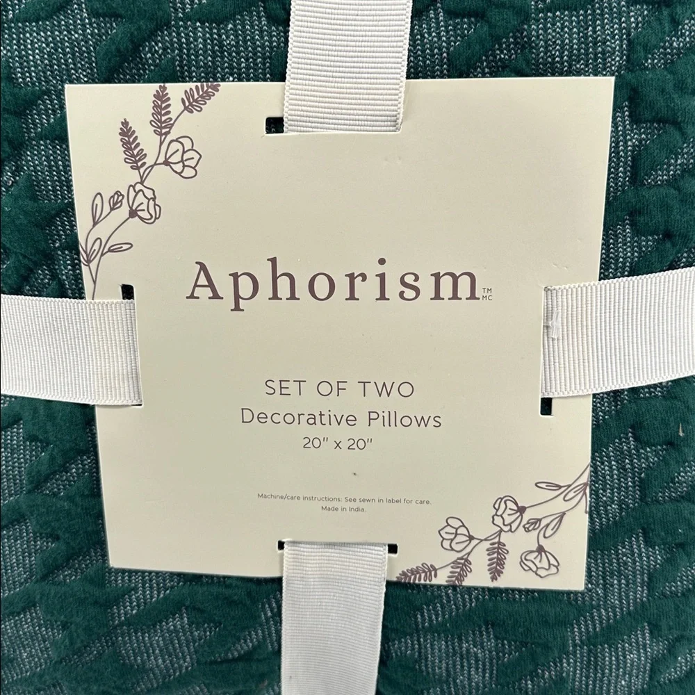 Anthropologie Aphorism Green Houndstooth Pillow Set New‎